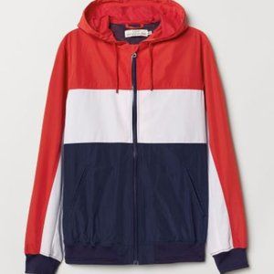 H&M Men's Windbreaker Jacket with hood Multi-coloured Size Medium